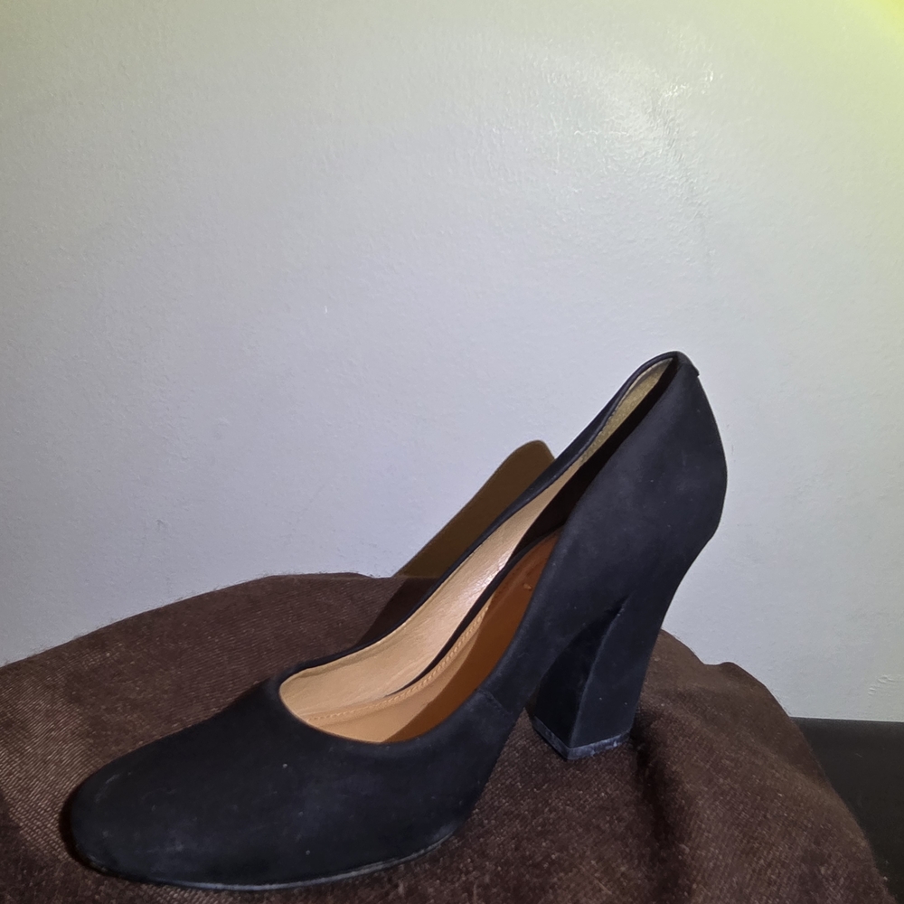 Arezzo Classic Black Suede Block-Heel Pumps - Women Brazilian Heels